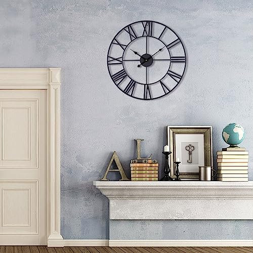 ACCSHINE Wanduhr Groß Ohne TickgeräUsche Lautlos 50cm Römische Ziffer Quarz Batterie Betriebene Wanduhr Einfach zu Lesen für Zimmer Zuhause KüChe Schlafzimmer Büro Schule