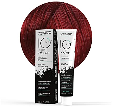 10 Perm, Colorazione a Lunga Durata Express 6.66 Biondo Scuro Rosso Intenso | Tinta per Capelli, Copertura Rapida e Omogenea in 10 Minuti, Colore Brillante, Intenso e Luminoso, 100 ml