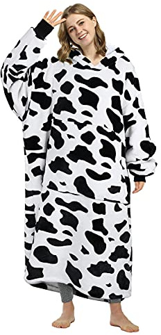 Oversized Hoodie Blanket, Warm Gifts for Women, Cosy Sherpa Sweatshirt, Soft Wearable Fleece Blanket, Giant Hoody Sweater with Front Pocket Adults Men Friends