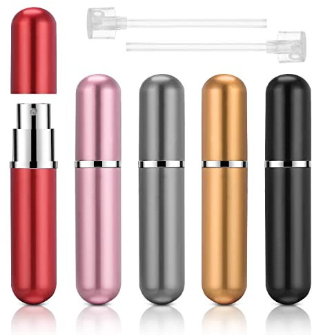 ACWOO Bouteille Vaporisateur de Parfum, 5PCS Vaporisateur Parfum Vide Rechargeable 5ML Mini Portable Voyage Parfum Atomiseur Bouteille, Facile à Ingérer, Etanchéité Solide, L'odeur ne S'évapore Pas