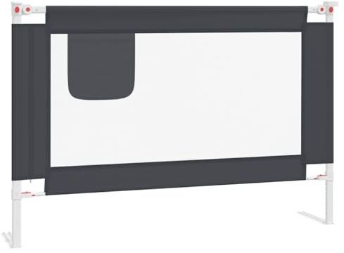 vidaXL Kleinkind Bettschutzgitter Bettgitter Kinderbettgitter Babybettgitter Gitter Kinderbett Babybett Rausfallschutz Dunkelgrau 100x25cm Stoff