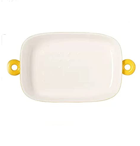 SERUMY Lasagnera da Forno Teglia da Forno in Ceramica Teglia da Forno con Manici Teglia in Ceramica Antiaderente for Cucinare, Torte, Spaghetti Lasagnere (Color : Geel)