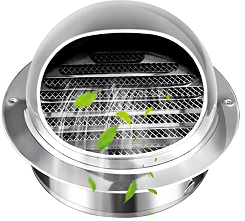 Aesthetically Pleasing Flat Ducting Round Grille Ventilation Cover Silver With Built-in Fly Screen Mesh, For Kitchen Bedroom Office Etc Easy To Install Wall Air Ventilation Outlet Hood ( Color : Silve