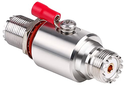 RFiotasy UHF Lightning Arrestor PL-259 Lightning Surge Protector PL259 Socket (UHF Female) to SO239 Socket (UHF Female) Bulkhead for CB Radio, HAM Radio Gear, 2-Way Base Stations RFiotasy