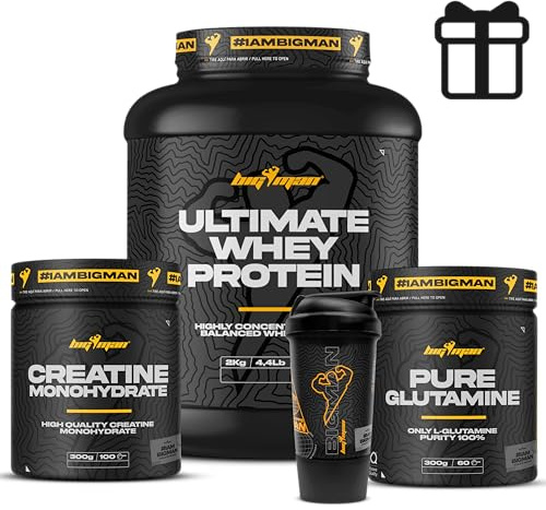 Pack BigMan | Ultimate Wehy Proteína 2kg (Chocolate Blanco) + Creatina 300 Gr + Glutamina 300Gr + Shaker PRO | Fuerza, Resistencia | Masa Muscular | Tonificación Muscular | Recuperación Muscular
