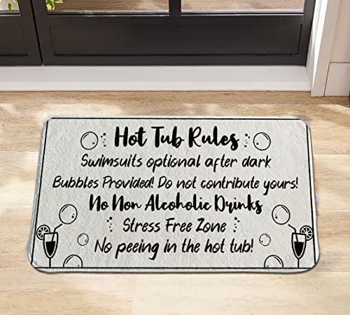 Hot Tub Rules Doormat,Hot Tub Rules Outdoor Door Mat,Welcome Doormat,Personalized Doormat,Housewarming Decor Gift,Area Rug 24x16 Inch