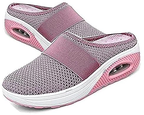 GYCS Air Cushion Slip-On Walking Shoes Orthopädische Diabetiker-Wanderschuhe, orthopädische Schuhe für Damen, atmungsaktiv, lässig, Luftkissen, Schlupfschuhe, Outdoor-Walking-Sneaker,Rosa,40EU