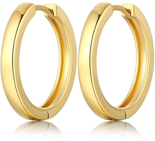 Jiamiaoi Creolen Ohrringe für Damen Herren Creolen Edelstahl für Männer Frauen 18mm-25mm, Silber and Gold Farbe