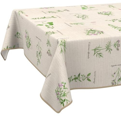 ANRO Tischdecke abwaschbar Aromatic Bio mit Saum 100x140 cm Tischwäsche | mit Saum eingefasst – schmutz- & wasserabweisend, pflegeleicht – waschbar bei 30 °C – ideal für Garten, Terrasse & Esszimmer