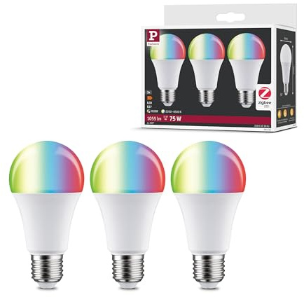 Paulmann 29151 Standard 230V Smart Home Zigbee LED Päronlampa E27 3x1055 lm 3x11 W RGBW+ Dimbar Matt Ljuskälla