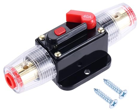 40A Leistungsschalter mit manueller Rückstellfunktion für Auto RV Marine | Auto Sicherungshalter Schutzschalter Inline passend für Auto Audio, Wohnmobil, Haushalt und LKW Systeme