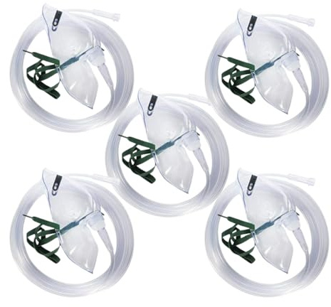 Máscara y tubo de oxígeno médico de 1,8 m, marcado CE (5 máscaras)