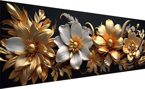 Diamond Painting, Diamant Painting Bilder Anlage, DIY Diamant Kunst Malerei Stickerei Set, Diamant Malen nach Zahlen Erwachsene, Blume Diamond Painting Set für Zimmer Wanddeko Geschenk 210x70cm X-2