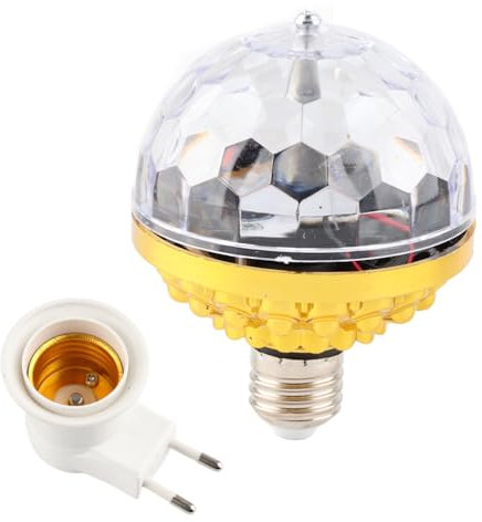 Boule Rotative Colorée, Lumière DJ Cristal RGB, Boule Disco LED RGB Stroboscopique, Lampe de Fête, Ampoule Rotative avec Prise 85-265V (Prise UE)