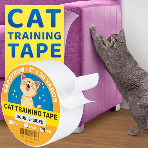Cat Training Tape - 5cm / 2 Wide, 27.4m / 30yd Long - Cat Scratch Deterrent for Furniture - Double-Sided Scratch Protector Tape Roll - by KapStrom