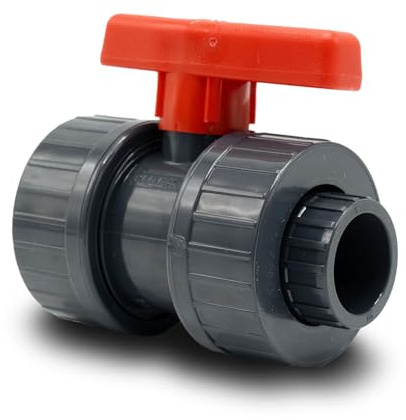 Baumaxxe PVC Kugelhahn 20mm - 2-Wege Absperrhahn Pool - 16 Bar - bm156 | Plimex, 1/2 Zoll, 2x Klebemuffe, Radial ausbaubar, zum Verkleben mit PVC Rohr 20mm, Pool Zubehör für Poolverohrung 20mm