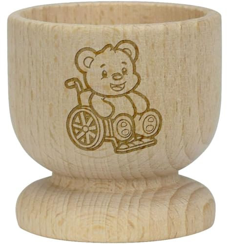 'Teddy in Wheelchair' Wooden Egg Cup (EC00027118)