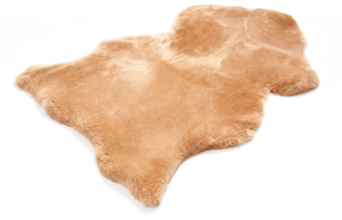 Decorating Sheepskins premium merino lammskinn, äkta 100–110 cm, beige persika, klippt [3 cm ull], luktfritt, fårskinn äkta stort, mjuk och fluffig, pälsmatta, päls för stolar, lammskinn