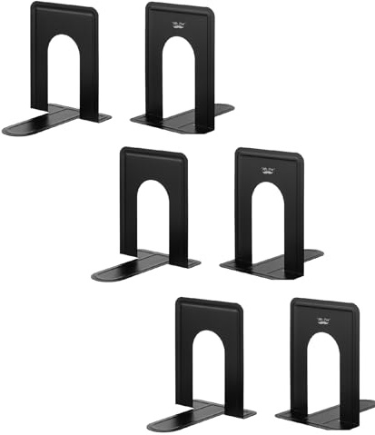 Mr. Pen- Book Ends, Black, 6 Pack, Heavy Duty Metal Bookends for Shelves, Book Holders for Shelves, Metal Bookends