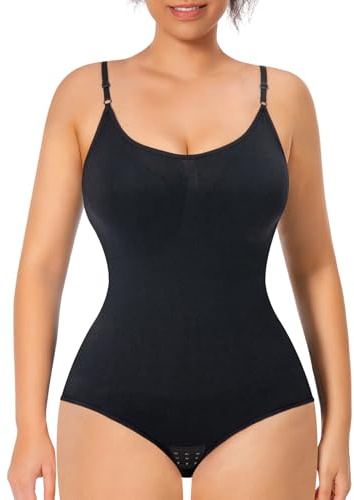 GOLD CARP Women Shaping Bodysuit Tummy Control Shapewear Adjustable Straps Body Shaper Leotard Sculpting Seamless Jumpsuit Black-wrap hip M