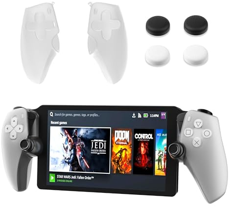 FANPL Silicone Case for PlayStation Portal Left & Right Controller Grips, Soft Protective Cover for PS Portal Skin with 4 Thumb Grips (Clear)