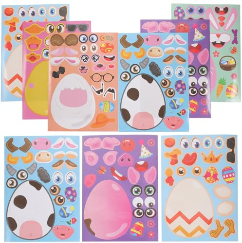 Healifty Ostereiaufkleber 48 Blatt Diy OsterBasteln FüR Kinder OsterEier Sticker Zum Dekorieren Cartoon Musteraufkleber FüR Ostern SchulaktivitäTen Familienfeiern