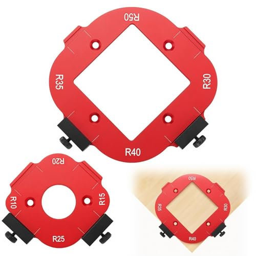 2 Stück Router Jig Radius Schablonen für Oberfräse, Präzise Holzbearbeitung für Profis, Frässchablonen Oberfräsen-Zubehör, Holzbearbeitungsvorlagen für R10-R50 Radien