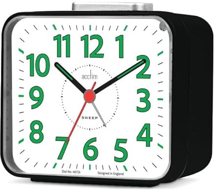 Acctim Parker Non-Ticking Sweep Loud Bell Alarm Clock (Black)
