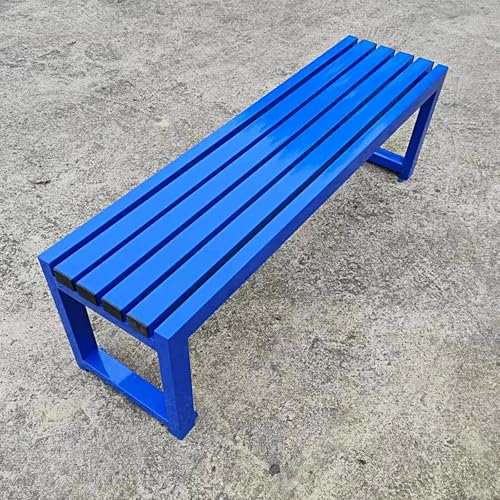 Wetterfeste Gartenbank aus Metall, 3-Sitzer, für den Außenbereich, Terrasse, strapazierfähig, 317 kg Kapazität, ideal für Park, Garten und Lounge, stilvolles Blau, 120 cm