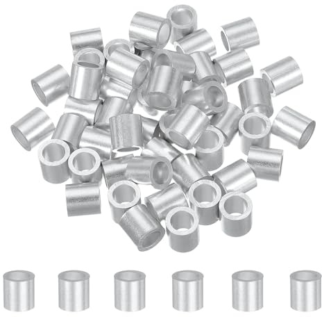 sourcing map 50 manicotti a crimpare in alluminio, ghiera rotonda da 8 mm, per crimpare cavi M8 per cavi metallici e cavi, morsetti estremità della corda