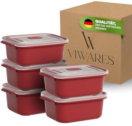 Viwares Lunchbox 500 ml – 5-teiliges Set kompakter Frischhaltedosen | BPA-frei & mikrowellengeeignet – auslaufsicher – stapelbar – ideal für Snacks – Kindergarten – Schule & unterwegs