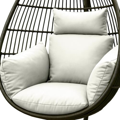 HOMESCAPES Coussin imperméable pour Fauteuil Suspendu extérieur, Coussin de Rechange pour Fauteuil œuf - pour terrasse, Jardin et Balcon - Taupe