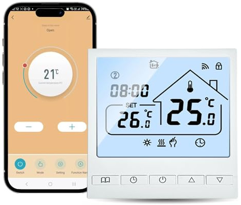Smart WiFi Thermostat, Thermostat Fussbodenheizung Wasser Mit Fernbedienungsfunktion Kompatibel mit Alexa, Tuya Smart Life APP Sprachsteuerungssystem