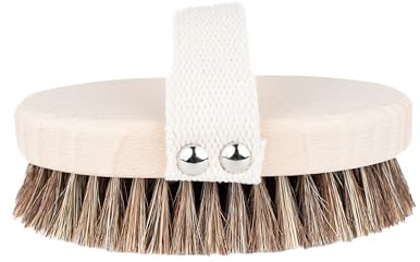 HHUUMM Massagebürste – Trockenbürste – Handgemachte Massagebürste – Körperbürste – 100% Naturborsten – Bürste mit Weichen Borsten aus Rosshaar und Tampico – Körperpflege Natürlich - Body Dry Brush