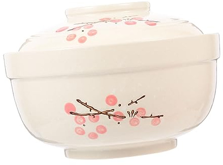 TOYANDONA Bol à Soupe En Céramique Couvercle Bol à Nouilles Instantanées Résistant à La Chaleur Décor Rouge Prunier Ustensile Cuisine Familial Pour Soupe Ramen Et Riz Pratique