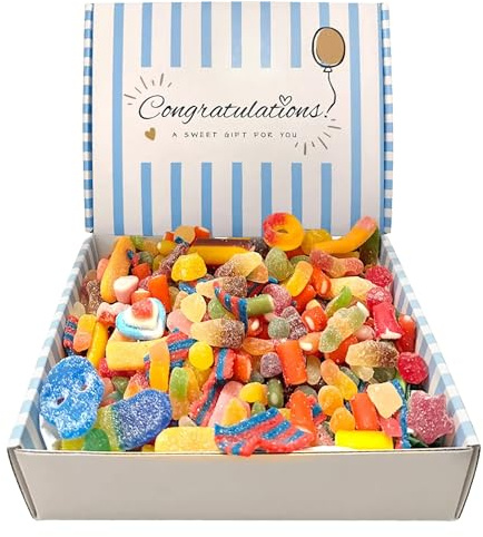 1KG Sweets Gift Box – Pick & Mix Fizzy Candy Hamper with Personalised Message Card Included, Ready-to-Gift for Weddings, Anniversaries, Thank You & Celebrations