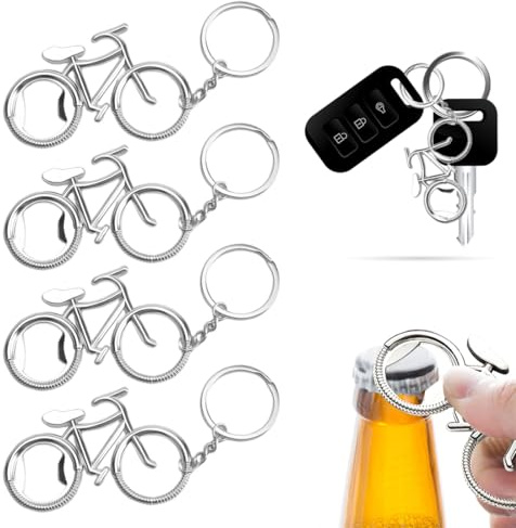 UZEYAX 4 Pezzi Apribottiglia, Portachiavi con Apribottiglie, Forma di Bicicletta, per Birra Regali Uomo, di Natale per Papà, Compleanno, San Valentino per Marito Fidanzato