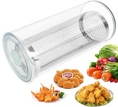 Breading Bowl,360 Degree Clear Dispenser Roller - Fish Batter Shaker with Lid,for Home Cooking Kitchen Camping Meal Preparation Deep Frying