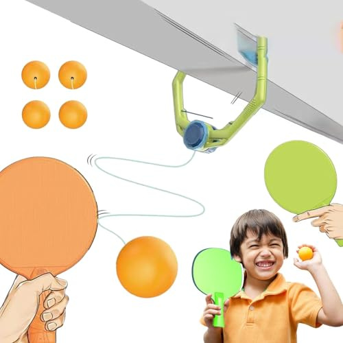 Tischtennis-Trainer zum Aufhängen, Kinder-Tischtennis-Trainer, höhenverstellbar, zum Aufhängen im Innenbereich, Selbsttrainings-Set, tragbarer Trainingsgerät für Kinder