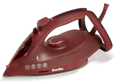 Breville SuperSteam Steam Iron | 2600W | Ceramic Soleplate | 190g Steam Shot | 280ml Water Tank | Red [VIN451]