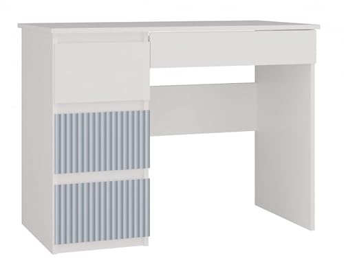 CDF Escritorio 4 Cajones Mesa de Ordenador Oficina Casa Despacho Decoración Diseño Versátil Estudio para Computadora Laptop Portátil Gaming Documentos para Trabajo Juvenil Adulto – El Frente Azul