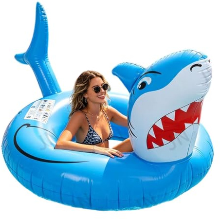 Shark Pool Float Adult | Inflatable Swim Tube Ring Toy | Summer Tanning Water Floating Lounge | For Women Men Summer Vacation Travel Beach Lake River Water Park Party Outdoor Backyard