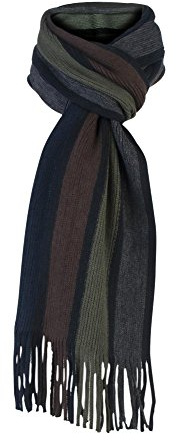 Giovanni Cassini herr varm stickad randig vinterhalsduk 8 färger (brun kaki)