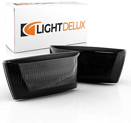 LIGHTDELUX 2 x LED Blinkleuchte Blinker Seitenblinker Kortflügelblinker mit E-Prüfzeichen Black Vision V-171902
