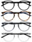 OPULIZE Met Lesebrille 4er Pack Schlank Runder Rahmen Federscharniere Kratzfest Schwarz Braun Transparent Grau Transparent Schwarze Herren Damen RRRR60-127C +2.00