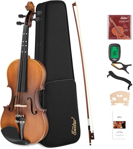 Eastar 3/4 Violin Set Fiddle for Beginners with Hard Case, Shoulder Rest, Bow, and Extra Strings (Imprinted Finger Guide on Fingerboard)， EVA-3