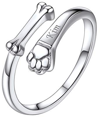 ChicSilver personalisierte Namensring Silber Hundeknochen Ring mit Gravur an Jeden Tag Party