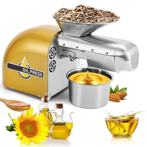 CGOLDENWALL 1800W Ölpressmaschine Heiß- und Kaltpresse verfügbar, 0-300 ℃ Temperaturkontrolle, für 40 Arten von Ölen wie Nuss/Kokosnussöl