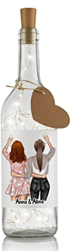 LIEBTASTISCH Flaschenlicht Personalisiert Beste Freundinnen - Friends - Freundschafts Geschenke - Freundin - LED Beleuchtung - Dekolicht Geschenkideen zum Geburtstag/Weihnachten