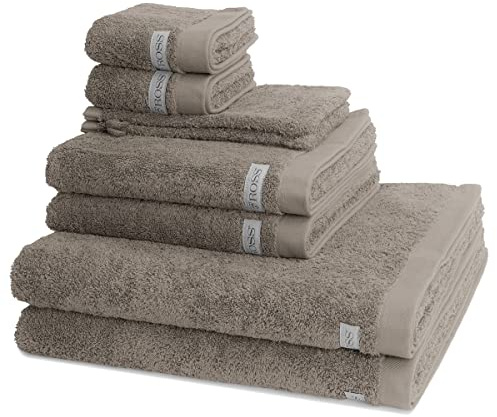 Ross - 8 teiliges Frottier-Set - Sinfonie (2 X Wasch- 2 X Gäste- 2 X Dusch- 2 X Handtuch im Set) - 500 g/m2 - Baumwolle - Walkfrottee - saugstark - weich und flauschig - Taupe